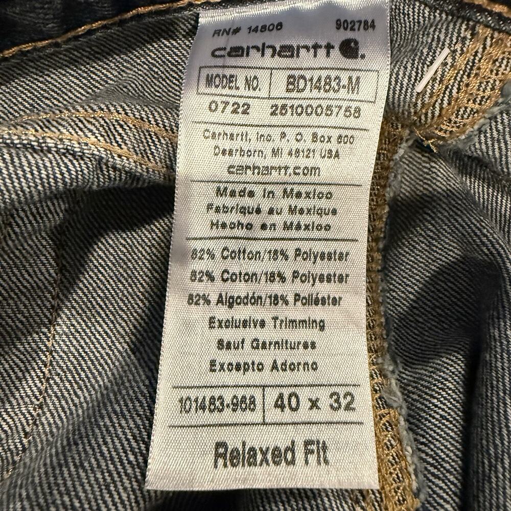 Mens Carhartt Holter Jeans 40 X 32 Relaxed Fit Straight Leg Denim Bed Rock NWT - Picture 6 of 10